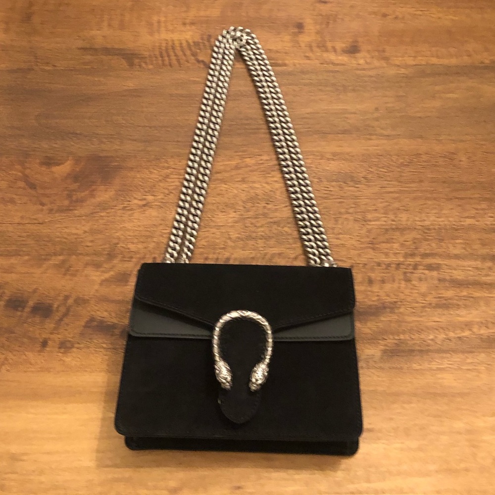 Gucci black suede Dionysus handbag